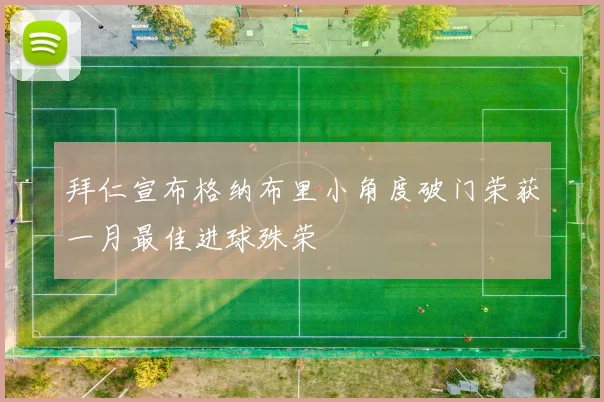 拜仁宣布格纳布里小角度破门荣获一月最佳进球殊荣